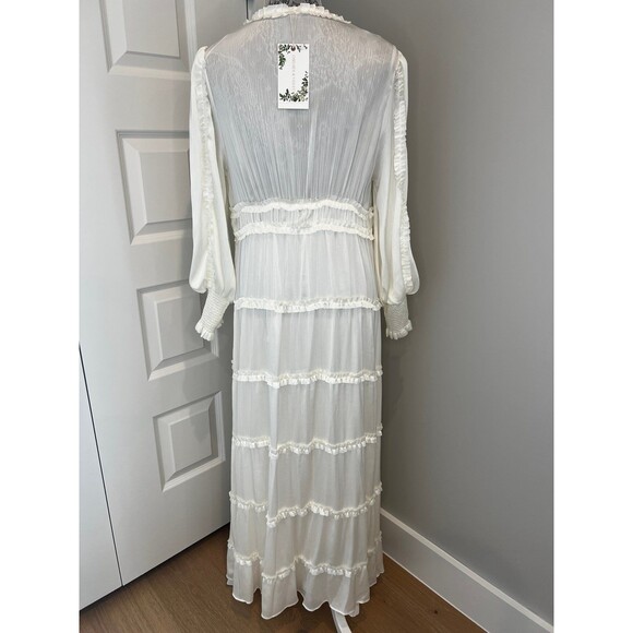 NWT Chelsea & Violet Satin Ruffle Tiered Maxi Dress Boho Wedding Family Photos - Picture 4 of 12
